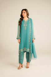 3 Piece Chiffon Embroidered Suit (FL0035)